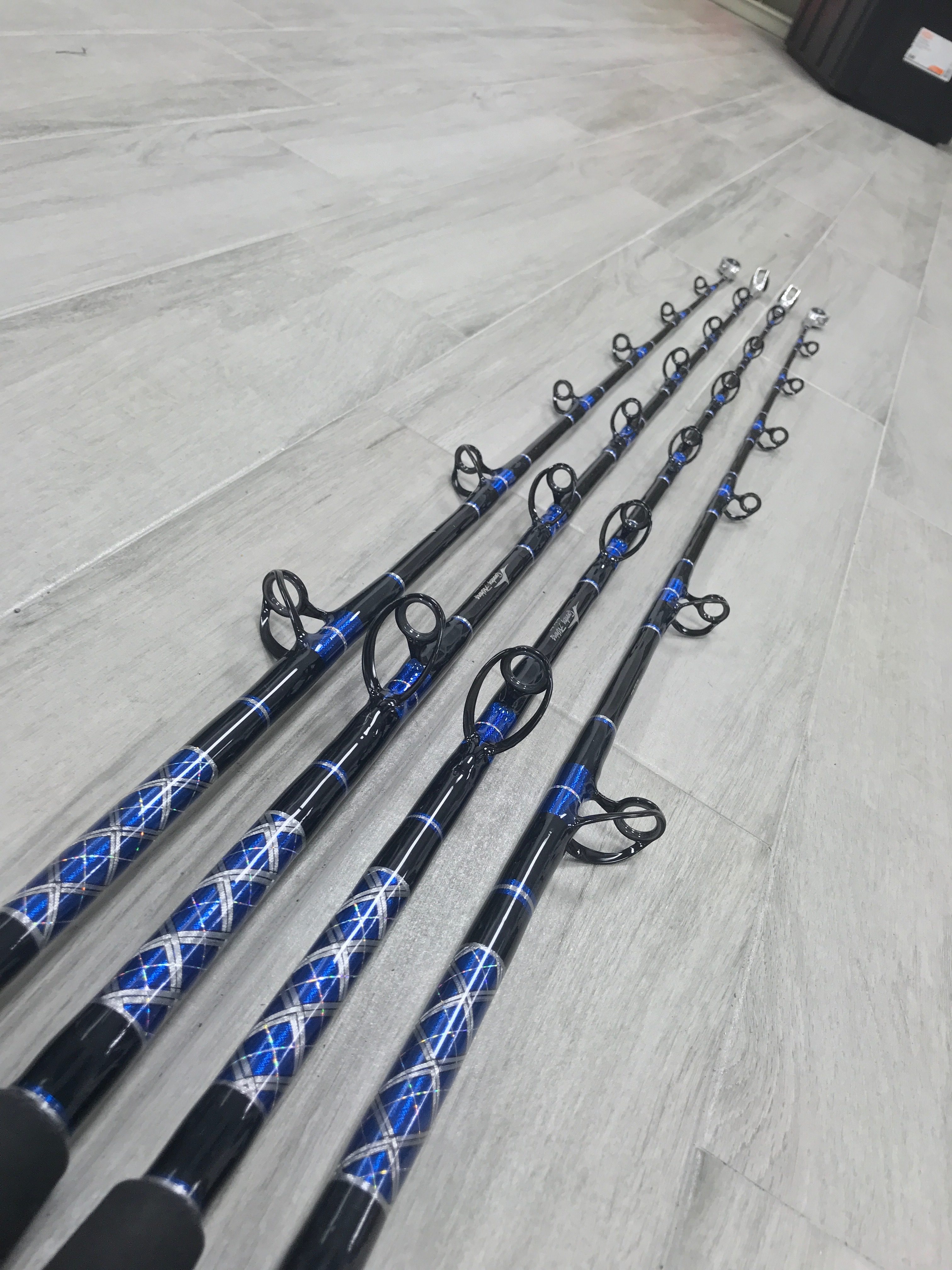 6′ Diamond Series Blue/Silver Stand Up Trolling Rods – Connley Fishing