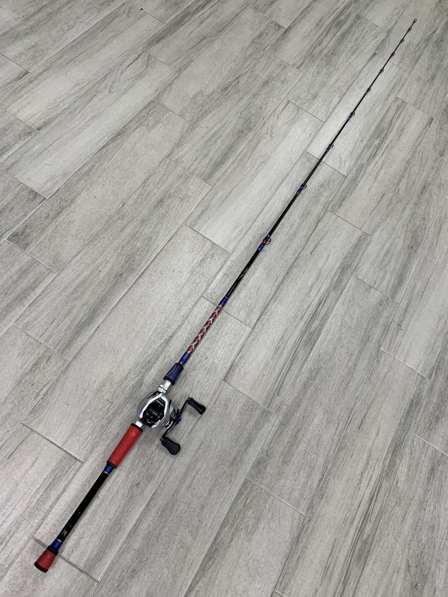 7′ Baitcaster USA Themed Rod with Shimano Tranx 200 – Connley Fishing