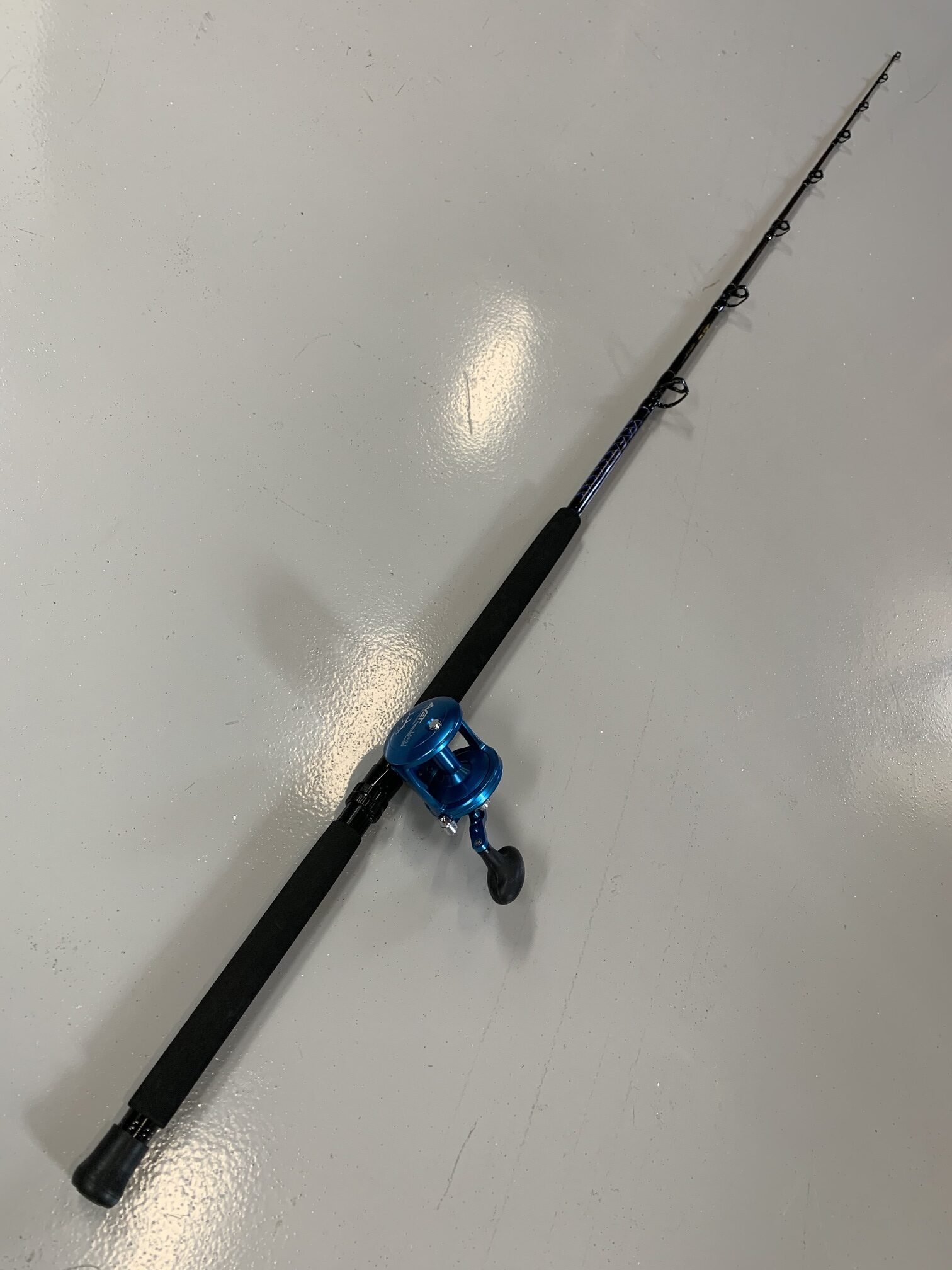 7′ Kingfish 20-50# Blue/Gold Rod with Avet LXG2 Blue 1 Speed Reel