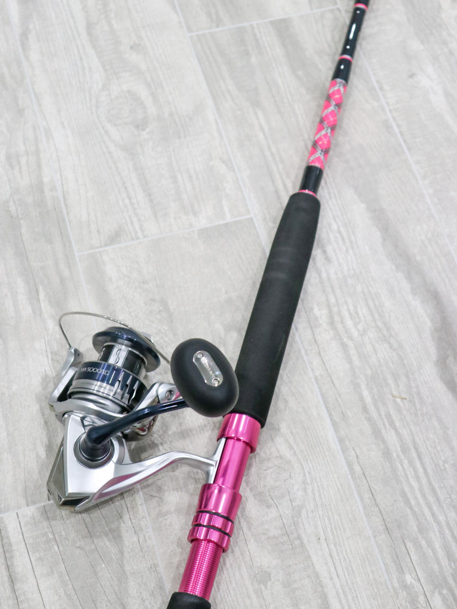 6'6″ Pink Fluke Slayer Spinning Rod w/ Shimano Saragosa 5000 – Connley  Fishing
