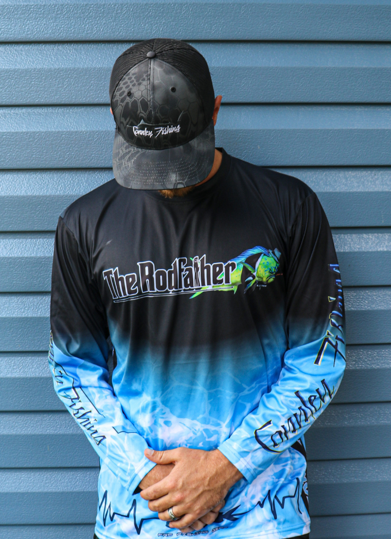 Rod Father Performance Fishing Jersey – Black/Blue – Connley Fishing