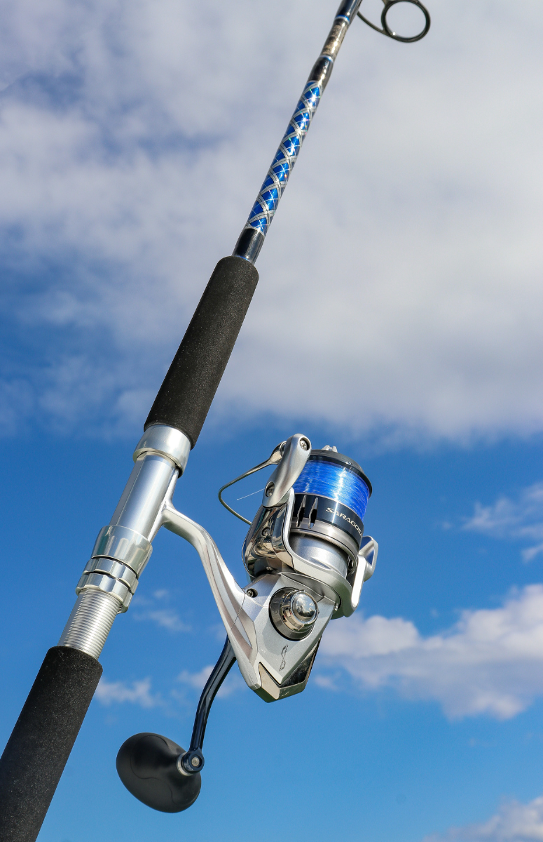 Blue/Silver Diamond Series 7′ Graphite Spinning Rod – Connley Fishing