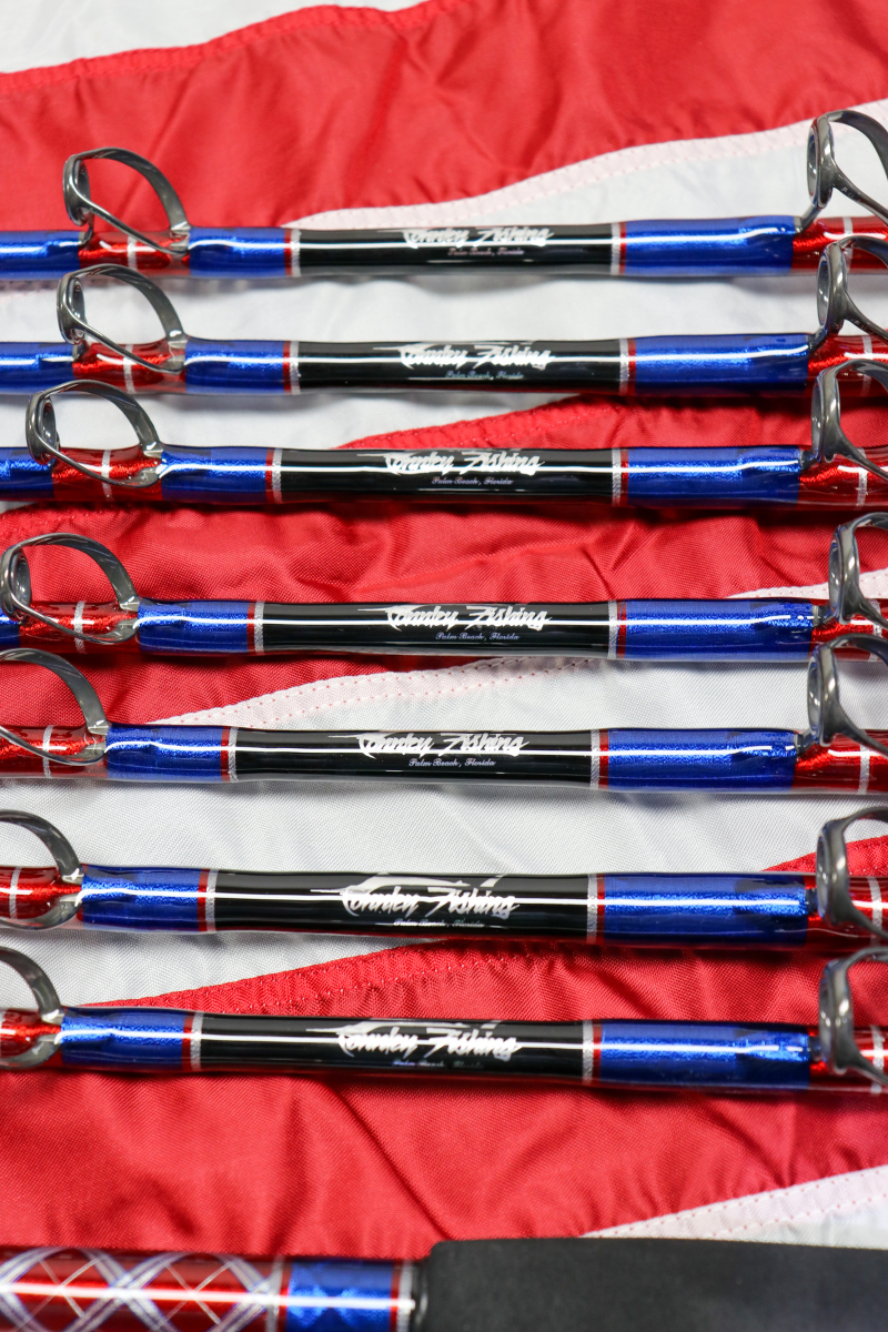 Limited Edition 6′ Diamond Series w/ Red, White, & Blue USA Wrap Stand Up  Trolling Rods – Connley Fishing