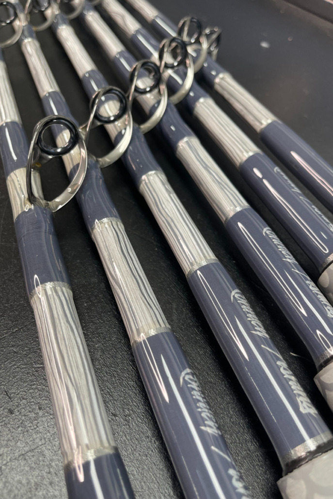 Limited Edition Hand-Painted Gray Wood Grain 6′ Stand Up Trolling Rods ...