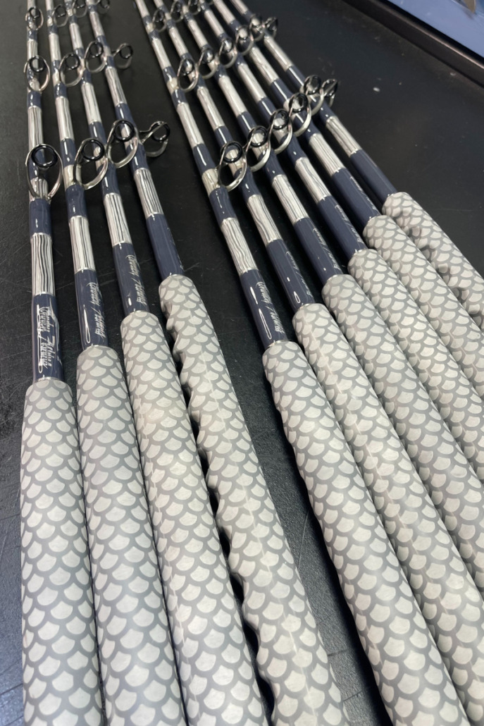 Limited Edition Hand-Painted Gray Wood Grain 6′ Stand Up Trolling Rods ...