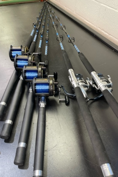 OVERSTOCK Blue/Silver Conventional Frigate & VJS Spinning 6 Combo Bundle