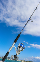 OVERSTOCK (2) Blue/Silver Diamond Series 7' Graphite 15-30# Spinning Rod with (2) Saragossa 8000 Combos