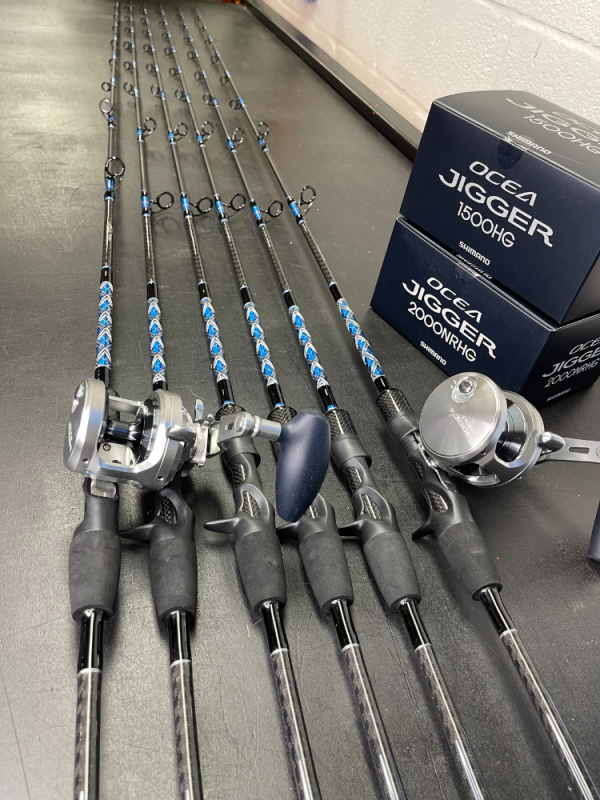 OVERSTOCK 6'6" Blue/Silver Carbon Fiber Slow Pitch Jigging Combos