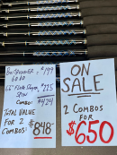 OVERSTOCK(2) 6'6" Blue/Gold Fluke Slayer Spin Rod with (2) Baitrunner 6000 Combos