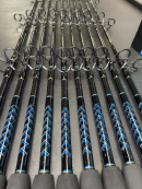 OVERSTOCK(2) 6'6" Blue/Gold Fluke Slayer Spin Rod with (2) Baitrunner 6000 Combos