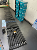 OVERSTOCK(2) 6'6" Blue/Gold Fluke Slayer Spin Rod with (2) Baitrunner 6000 Combos