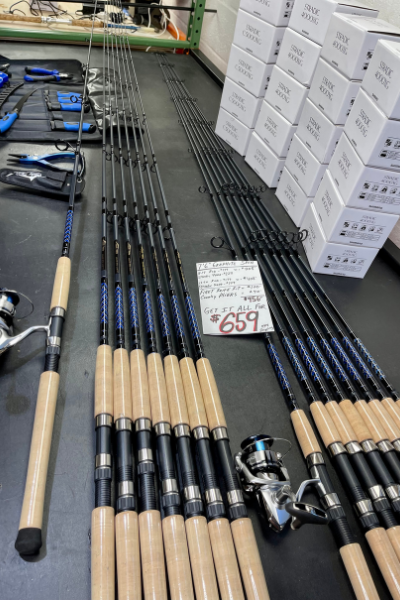 OVERSTOCK Inshore 7'6" Graphite Spinning Package(2 Rods, 2 Reels, Filet Kit, Pliers)