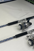 OVERSTOCK (2) Blue/Silver Diamond Series 7' Graphite 15-30# Spinning Rod with (2) Saragossa 8000 Combos