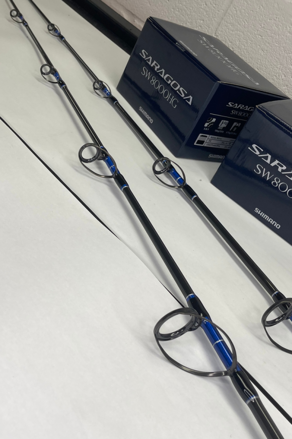 OVERSTOCK (2) Blue/Silver Diamond Series 7' Graphite 15-30# Spinning Rod with (2) Saragossa 8000 Combos - Image 12