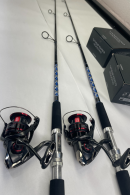 OVERSTOCK (2) Blue/Silver Diamond Series 7' Graphite Spinning Rod with (2) Vanford 4000 Combos