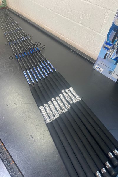 OVERSTOCK Diamond Series Blue/Silver 7'10" Long-Cast Spinning Rod