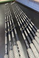 Limited Edition Hand-Painted Gray Wood Grain 6' Stand Up Trolling Rods