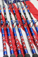 Limited Edition 6' Diamond Series w/ Red, White, & Blue USA Wrap Stand Up Trolling Rods