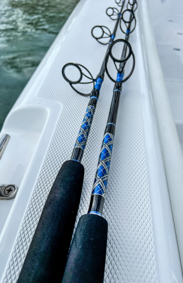 OVERSTOCK (4) Blue/Silver Vertical Jig Spinning Rod Bundle - Image 2