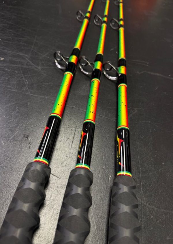 7' Platinum Kingfish 20-50# Custom Rasta Painted - Image 2