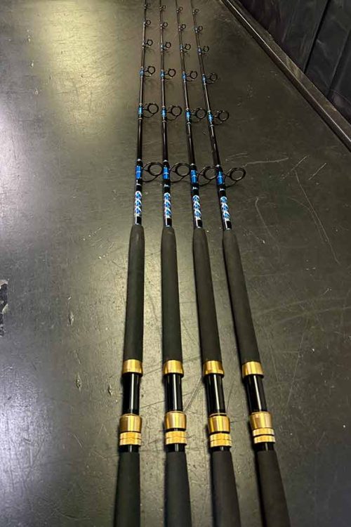 Blue/Gold Sailfish Spin 15-50 lb - 4 Rod Bundle