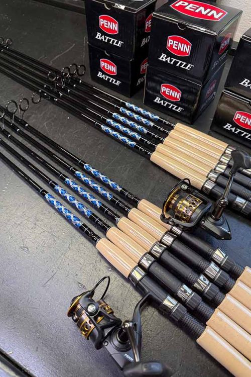 Blue & Silver Inshore Graphite Spinning Rod + Penn Battle Combo