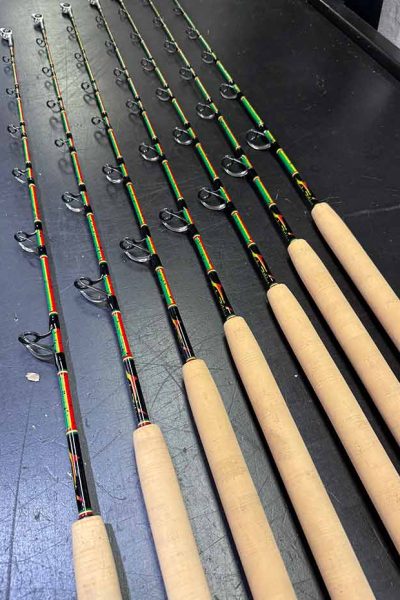 LIMITED SALE! 6' Rasta Painted Carbon Fiber Stand-Up 20-50 with Cork Grips